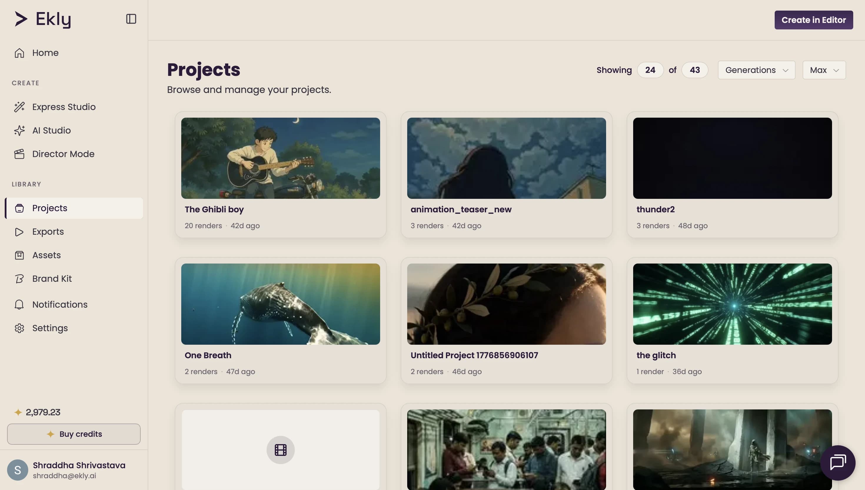 Avatar project ready to export and publish from the Ekly library
