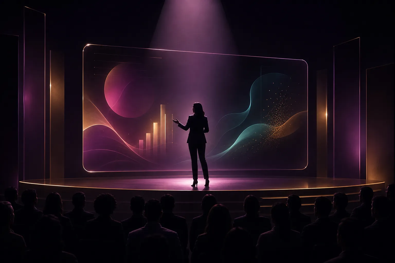 Professional yet vivid LinkedIn-style video moment — a composed, colourful creative scene.